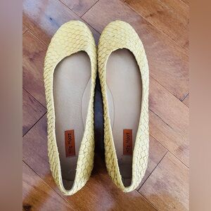 Miz Mooz Yellow Textured Ballet Flats